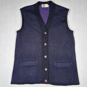 Vintage 60s-70s British Mohair Vest Women’s Large Purple Modern Knitted Garment
